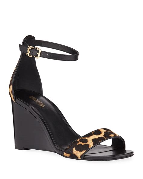 michael michael kors fiona leopard calf hair wedge sandals|Michael Kors Fiona Wedge Dress Sandals .